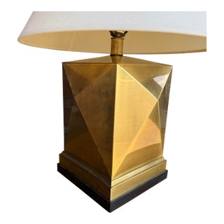 Mid-Century Geometric Brass Table Lamp For Sale