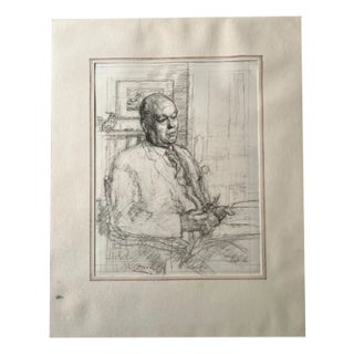 Malcolm Osborne, Portrait of Wilfred E. Billinghame, 1960, Pencil Drawing For Sale