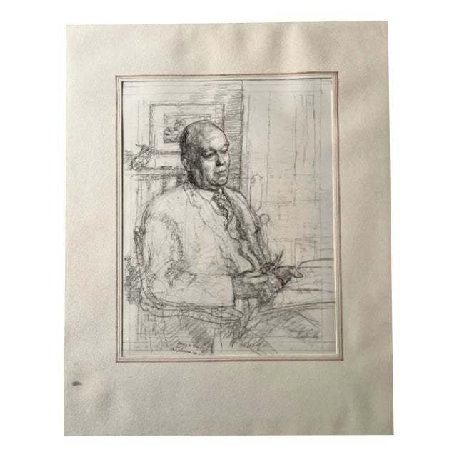 Malcolm Osborne, Portrait of Wilfred E. Billinghame, 1960, Pencil Drawing For Sale