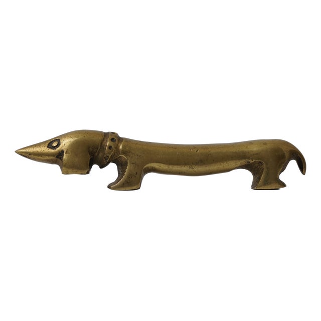 Vintage Brass Dachshund Bottle Opener by Walter Bosse for Herta Baller, 1950s For Sale