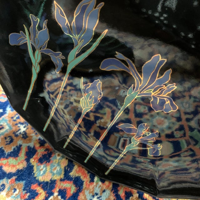 Japanese Vintage Otigari Blue Iris Plates- Set of 4 For Sale - Image 3 of 12