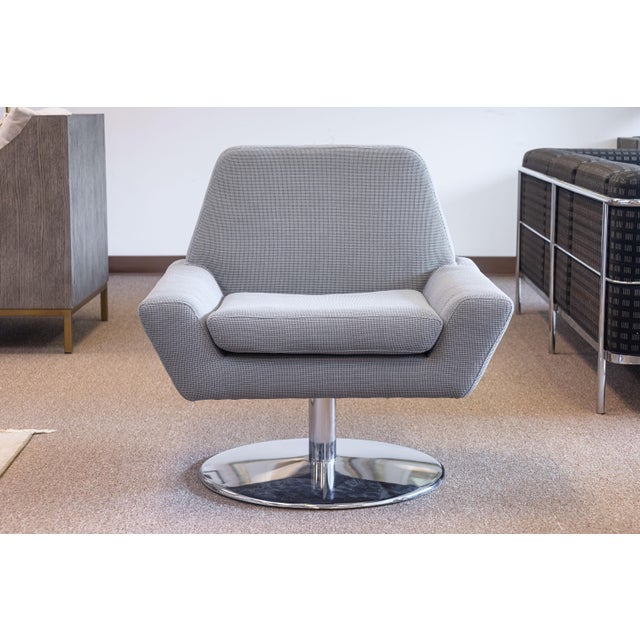 Late 20th Century DellaRobbia Tech Contemporary Modern Chrome & Fabric Lounge Chair & Ottoman For Sale - Image 5 of 11