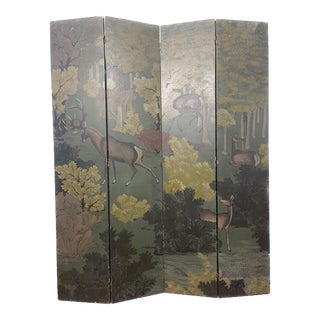 “Herd of Deer in a Maple Grove” Lacquered Gesso Screen For Sale