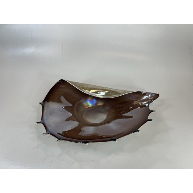 Vintage Krosno Jozefina Poland Art Glass Shell Clam Centerpieces Platter Bowl For Sale - Image 9 of 12