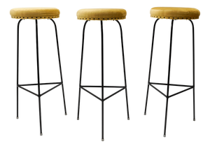 Mid-Century Modern Minimalistic String Bar Stools, 1950s, Set of 3