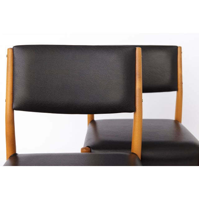 Beige Mid-Century German Beechwood Chairs with Black Faux Leather Seats, 1970s, Set of 2 For Sale - Image 8 of 9