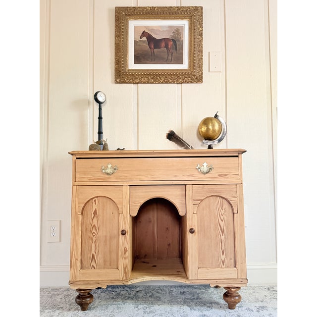 Antique English Pine Sideboard Cabinet Desk For Sale - Image 16 of 18