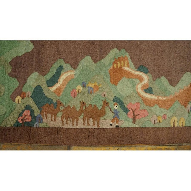 Art Deco 1920s Taupe Solid Field Undulating Landscape Antique Chinese Art Deco Carpet Rug For Sale - Image 3 of 10