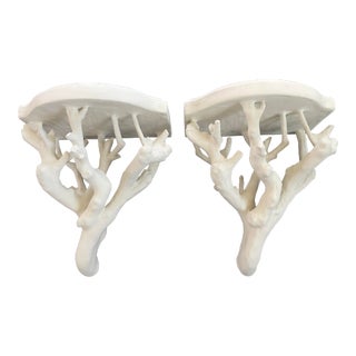 Pair of Contemporary White Branch Coral Form Brackets For Sale