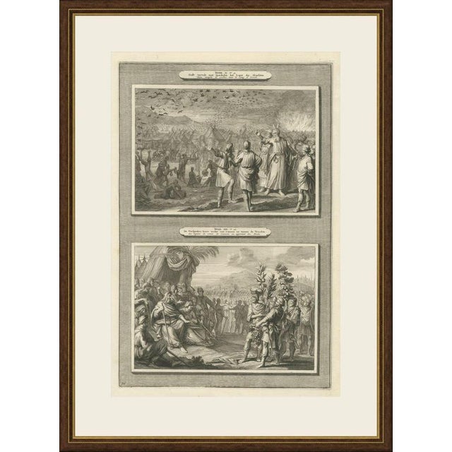 This original copper engraving from Pieter Mortier's illustrated Bible, published in Amsterdam circa 1700, shows two Old...