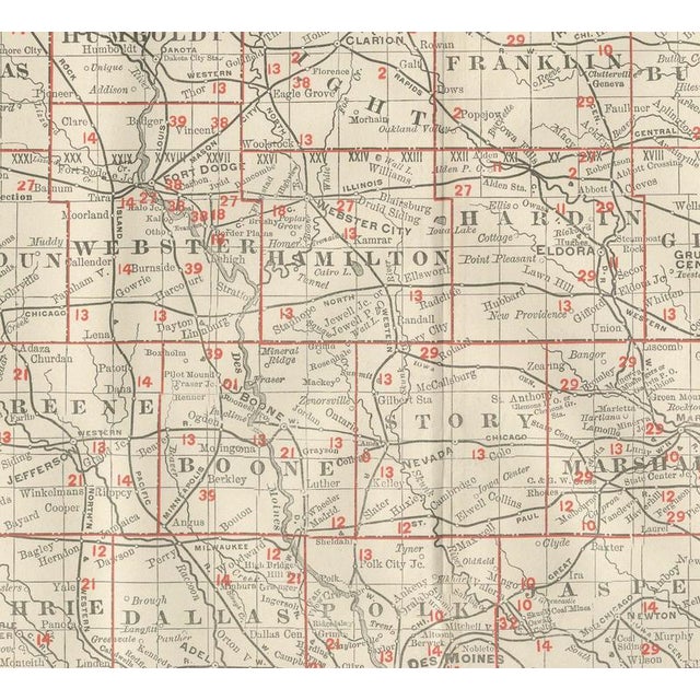 Antique Map of Iowa The Hawkeye State by Ran McNally, 1899 For Sale - Image 4 of 12