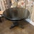 Round Wooden Black Dining/Center Table With Carved Pedestal. Created in Italy.