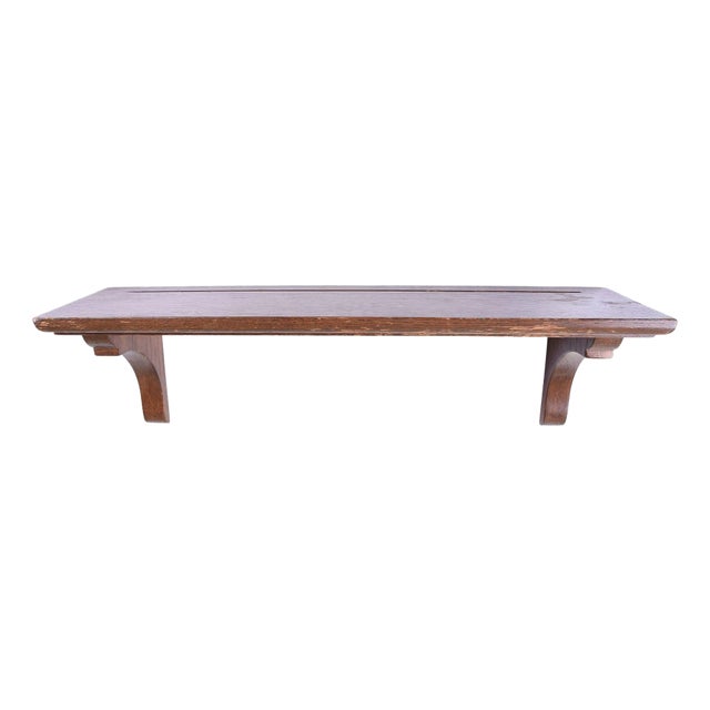 1970s Craftsman Style Carved Wall Shelf For Sale