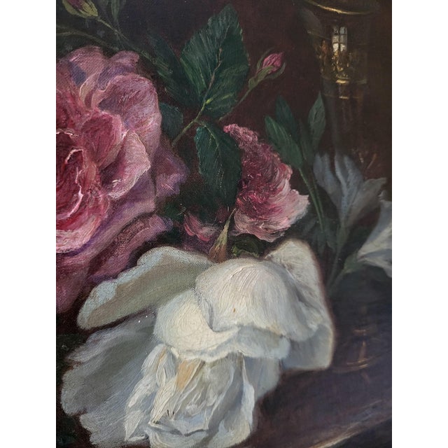 Amedee Baudit, French Floral Still Life, 1880, Oil on Canvas For Sale - Image 4 of 7