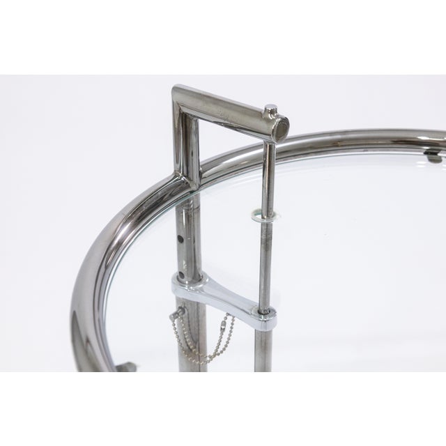 Contemporary Modern Eileen Gray Chrome and Glass Adjustable Side End Table For Sale In Detroit - Image 6 of 6