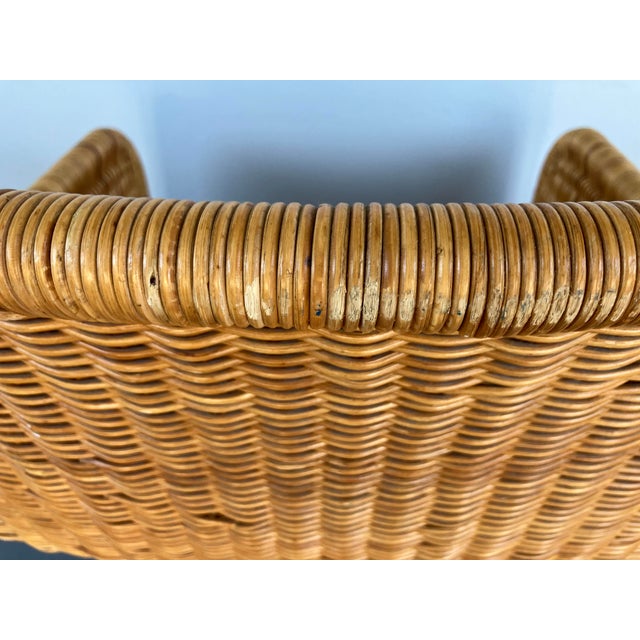Wood Vintage Harvey Probber-Attributed D43 Wicker Armchair, Step Arm Variation, Circa 1970s For Sale - Image 7 of 11