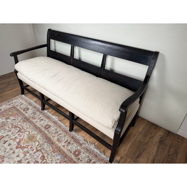 Antique English Oak Three-Seat Bench, Late 19th Century For Sale - Image 4 of 10