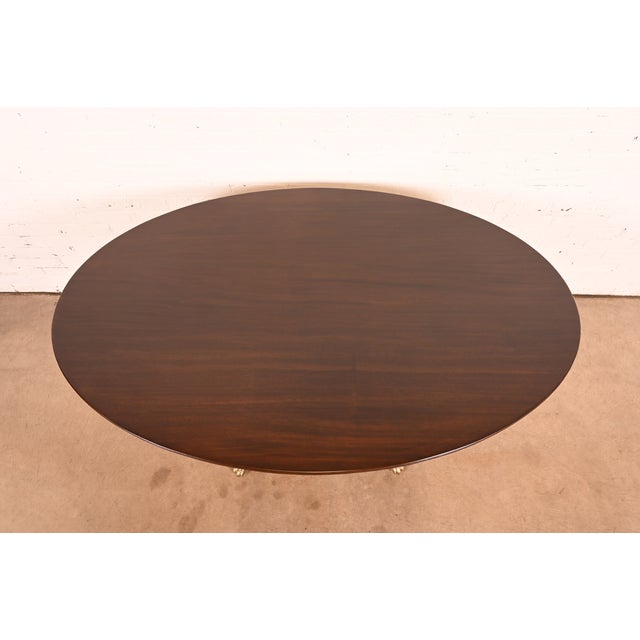 1920s Baker Furniture Style Antique Georgian Mahogany Pedestal Breakfast Table or Game Table, Newly Refinished For Sale - Image 5 of 10