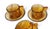 1960s Set 6 Mid Century Amber Glass Demitasse Cups Saucers ~ F&p Lavorazione a Mano For Sale - Image 5 of 7