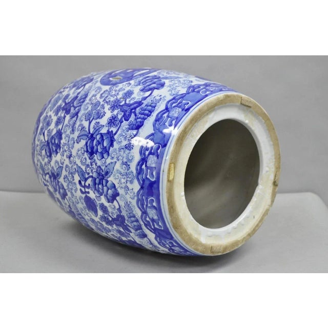Blue Vintage Chinoiserie Blue White Porcelain Decorated Garden Seat Stool For Sale - Image 8 of 9