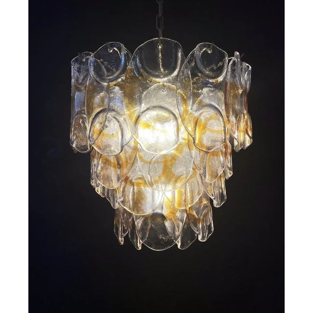 Italian Amber Murano Crostoli Glass Chandelier from Mazzega, 1990s For Sale - Image 14 of 18