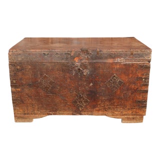 19th Century Wood Dowry Trunk For Sale