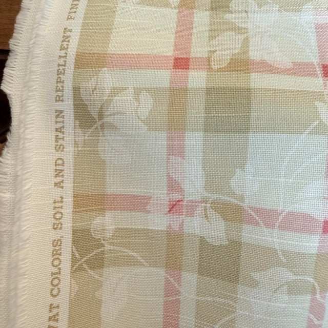 Vintage P Kaufmann Foliage Scroll Windowpane Plaid Cotton Fabric, 2 Pieces 8 Yards For Sale - Image 10 of 11