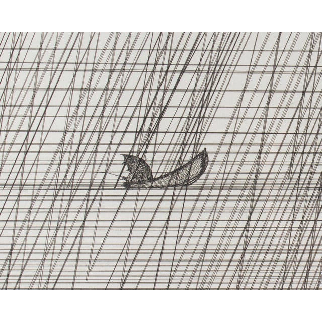 Printmaking Materials 1982 “Fisherman in a Rainstorm” Abstract Etching by Art Hansen For Sale - Image 7 of 8