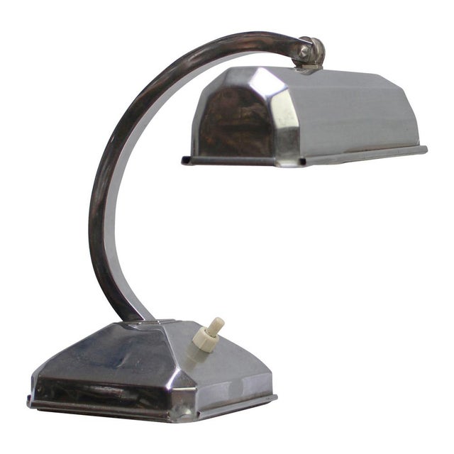 Metal Art Deco French Brass Nickel Plates Banker Lamp For Sale - Image 7 of 7