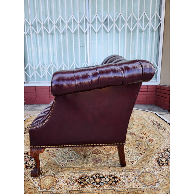 Vintage Chesterfield Tufted Leather Loveseat For Sale - Image 4 of 12