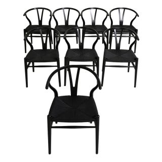 CH24 Wishbone Chairs by Hans J. Wegner, 1990s, Set of 8 For Sale