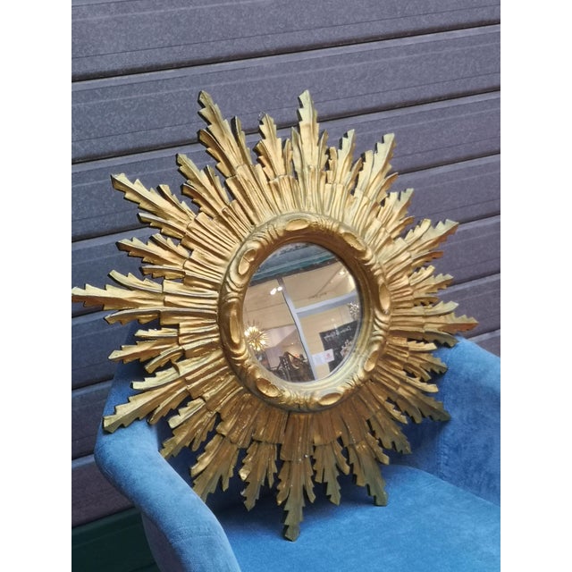 Gold sun mirror Gold wall decor Gold sunburst mirror Gold frame mirror Giltwood frame wall mirror Starburst mirror...