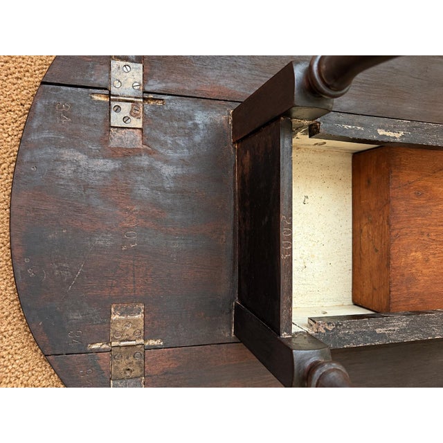 Coffee English Kittinger Buffalo Gateleg Drop-Leaf Table With Original Black Enamel 1866 Badge and Brass Hinges, For Sale - Image 8 of 9