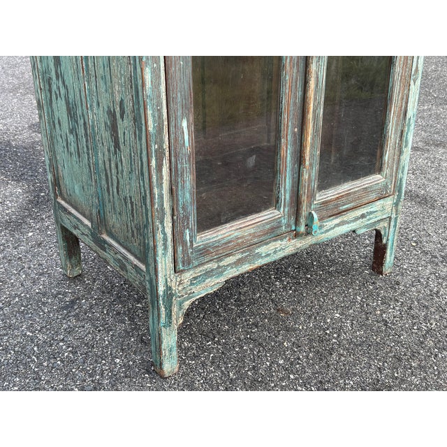 Early 20th Century. Artisan Painted Two Door Display Cabinet For Sale - Image 14 of 14
