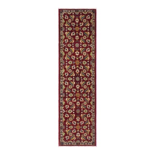Shabby Chic Ziegler Red/Blue Wool Runner Rug- 2'7'' X 9'7'' For Sale