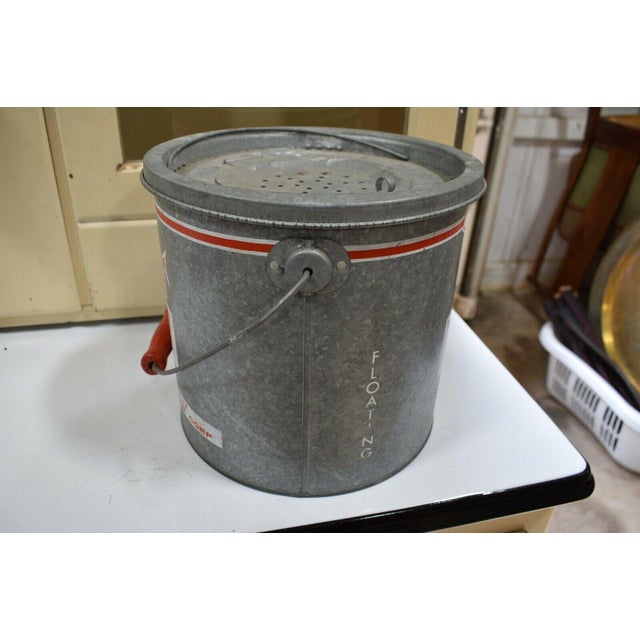 Late 20th Century Vintage Late 20th Century Galvanized Fishing Minnow Bait Can, Old Pal Inc. For Sale - Image 5 of 13