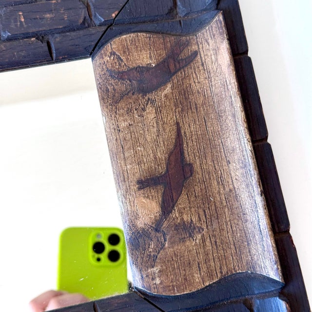 Mid 20th Century Chinoiserie Carved Wood Bird Accent Mirror For Sale - Image 4 of 4