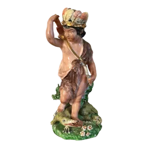 Antique 18th Century English George III Derby Porcelain Continents Figure Representing America With Alligator