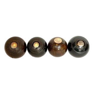 Collection of Four Scottish Thomas Taylor and English Lignum Vitae Lawn Balls For Sale