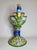 A rare antique French faience Porquier-Beau footed compote with a bowl shaped liked a swan body and a handle shaped like a...