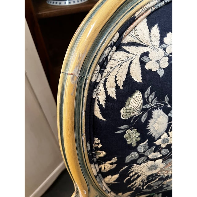 Pair of Vintage French Louis XVI Style Painted Fauteuil Armchairs For Sale - Image 12 of 13