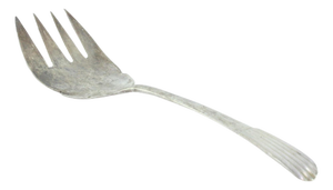 Silver Fish Serving Fork with Flower-Shaped Handle
