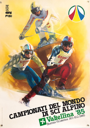 Alpine World Ski Championships Valtellina 85 Ski Poster from Elvio Mainardi, 1985