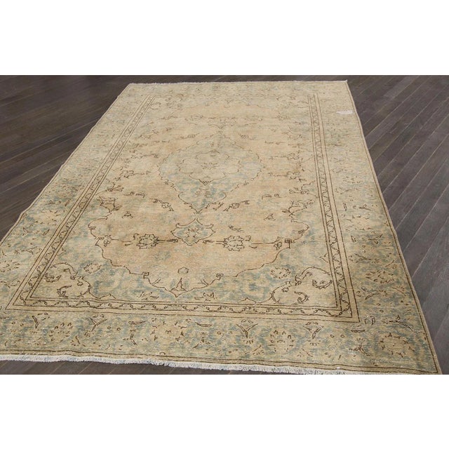 1940s Vintage Distressed Persian Tabriz Rug For Sale - Image 5 of 6