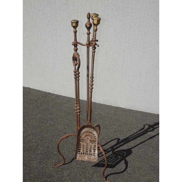 Gorgeous Fireplace Tools in Good Vintage Condition. Solid and Firm. Wear is usual for their age. Please study the photos...
