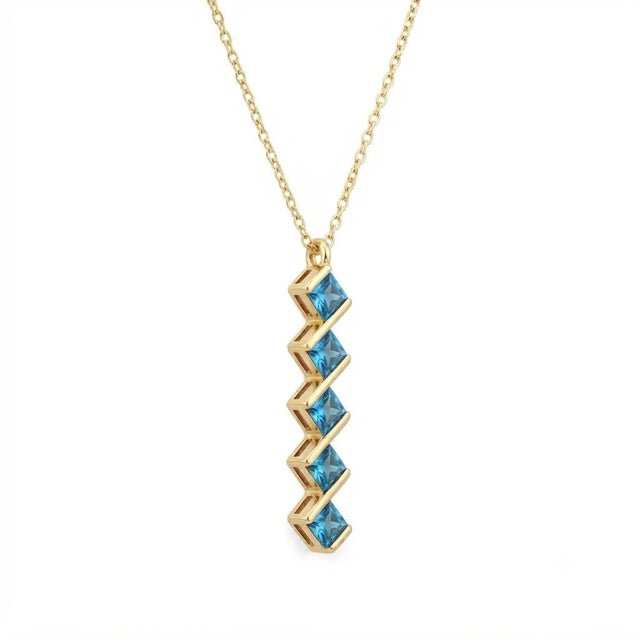 Sophisticated geometry meets crisp, serene elegance. Fall in love with this striking vertical bar pendant necklace....