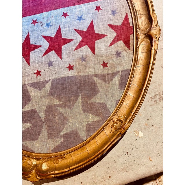 American Rare Antique American Flag Bunting Beautifully Presented Period Gold Leaf Frame 19th Century For Sale - Image 3 of 5