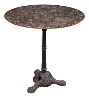 20th Century French Iron Bistro Table with Marble Top, 1970s