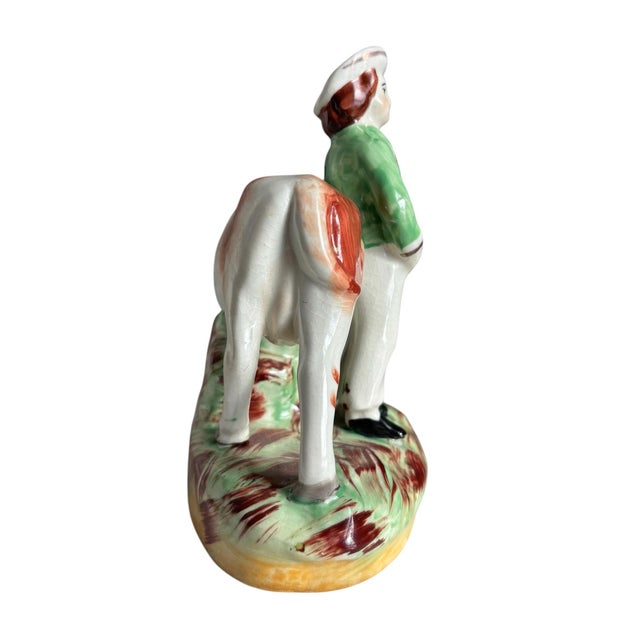 Early 20th Century Antique English Staffordshire Milkman and Milkmaid With Cows Pair For Sale - Image 5 of 12