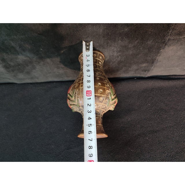 Chinese Ceramic Vase,Brown Glaze Porcelain Vase Hand Carved Spider Pattern For Sale - Image 10 of 12